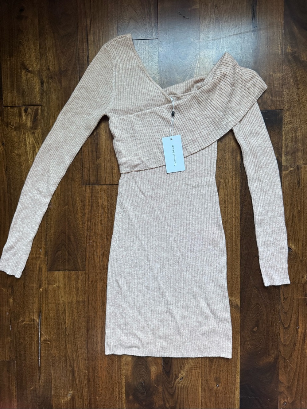 Lovers + Friends One-Shoulder Ribbed Knit Dress in Light Blush